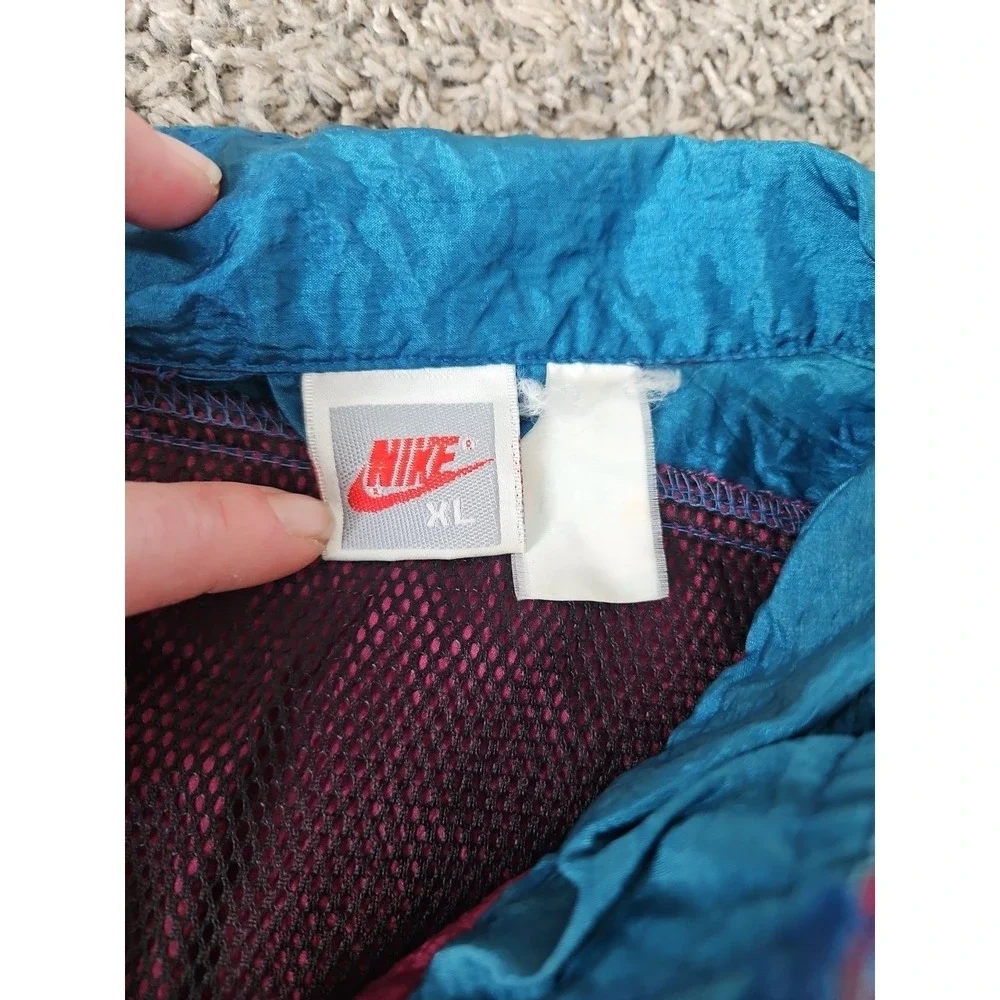 VINTAGE 90S NIKE WIND BREAKER XL Teal Marroon Lt Weight Pullover Jacket